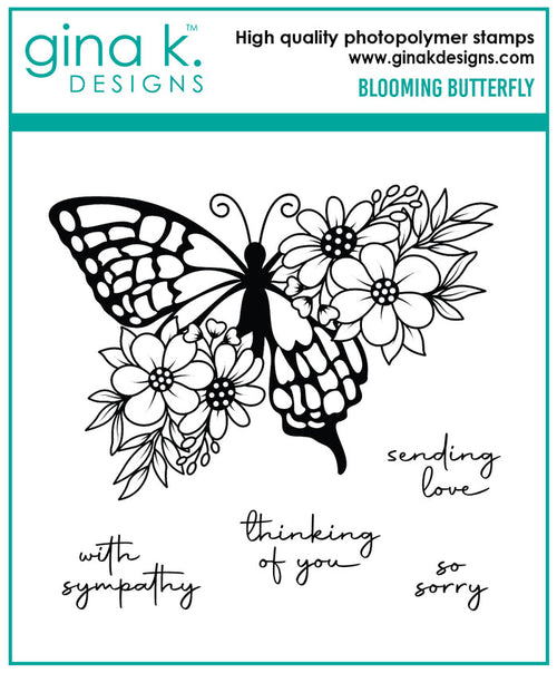 Gina K. Designs - Stamp & Dies - Blooming Butterfly. Available at Embellish Away located in Bowmanville Ontario Canada.