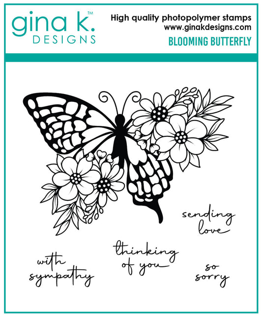 Gina K. Designs - Stamp & Dies - Blooming Butterfly. Available at Embellish Away located in Bowmanville Ontario Canada.