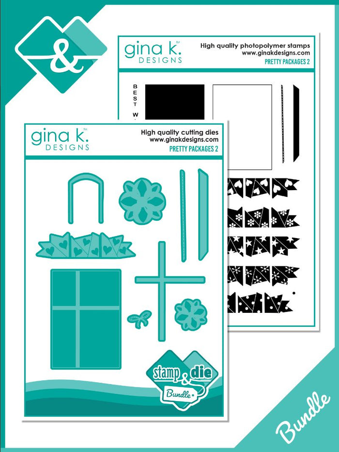Gina K. Designs - Stamp & Dies - Pretty Packages 2. Available at Embellish Away located in Bowmanville Ontario Canada.