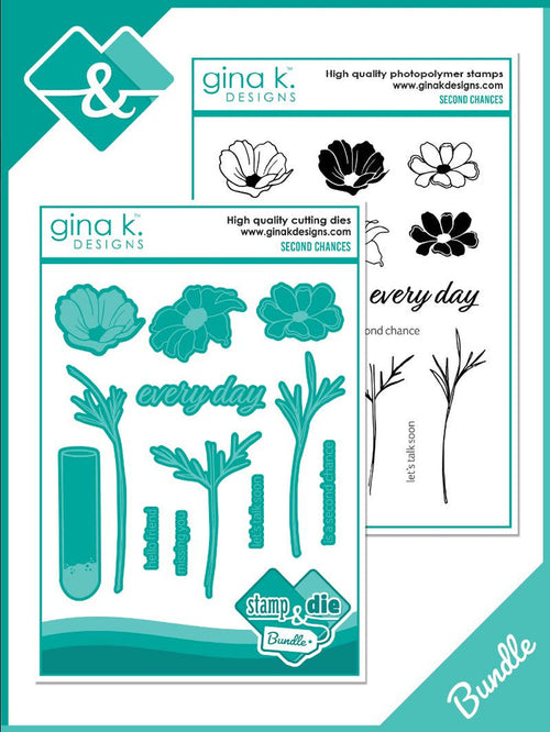 Gina K. Designs - Stamp & Dies -  Second Chances. Set by Lisa Hetrick. Available at Embellish Away located in Bowmanville Ontario Canada.