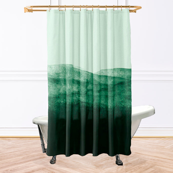 Green Landscape Watercolor Shower Curtain