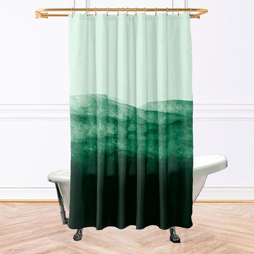 Green Landscape Watercolor Shower Curtain