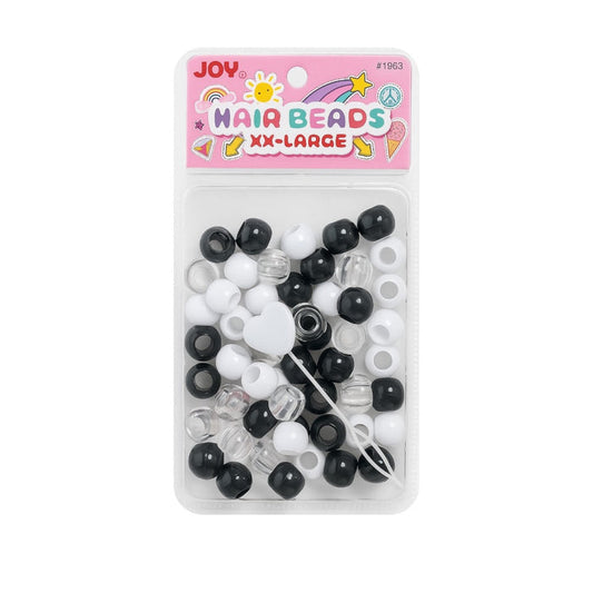 Hair Beads Xx-Large [Black, White & Clear Mix] #01963