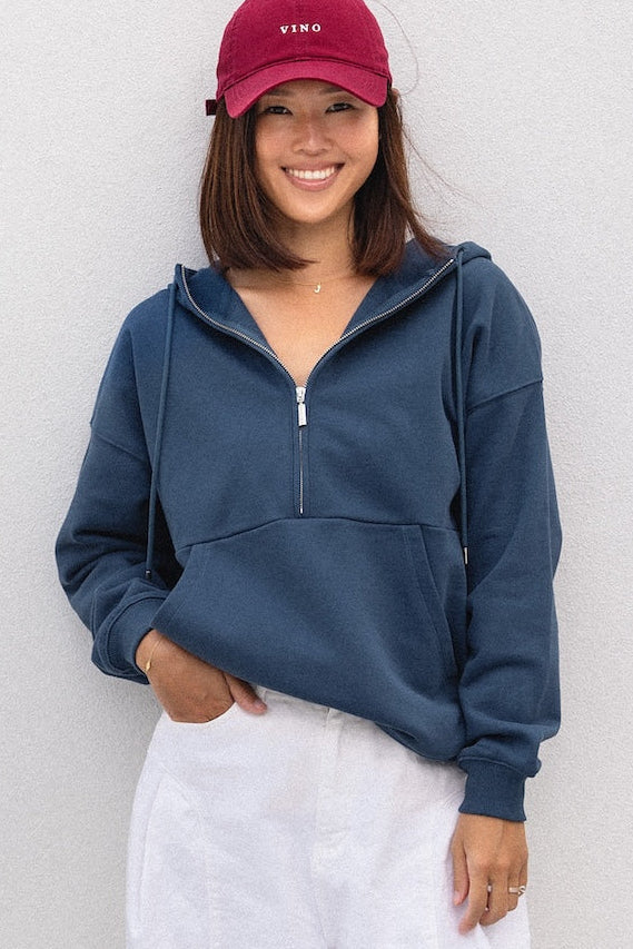 Half Zip Hoodie - Steel