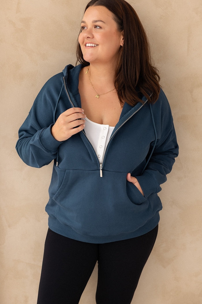 Half Zip Hoodie - Steel