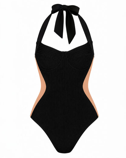 Outline image of Halter Siren - Contour Rib Black/Tawny