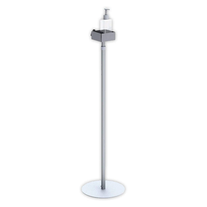 SILVER HAND SANITIZER PUMP STAND / FIXED, 36" UPRIGHT / 11" ROUND BASE