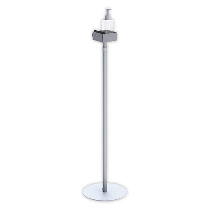 SILVER HAND SANITIZER PUMP STAND / FIXED, 36" UPRIGHT / 11" ROUND BASE
