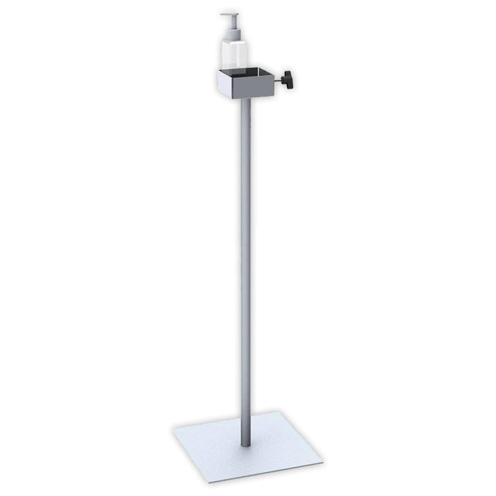 SILVER HAND SANITIZER PUMP STAND / FIXED, 36" UPRIGHT / 12" SQUARE BASE