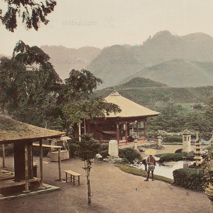 Hand Tinted Albumen of Dainichido Gardens | Antique Japanese Photograph
