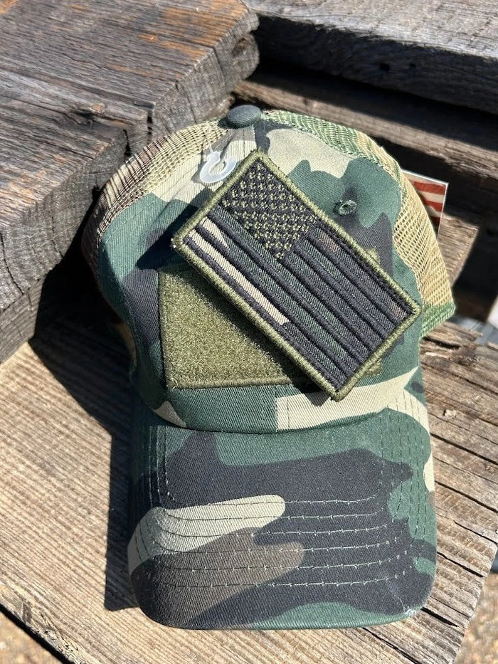 Hat Republic Camo Mesh Back Cap with American Flag Patch