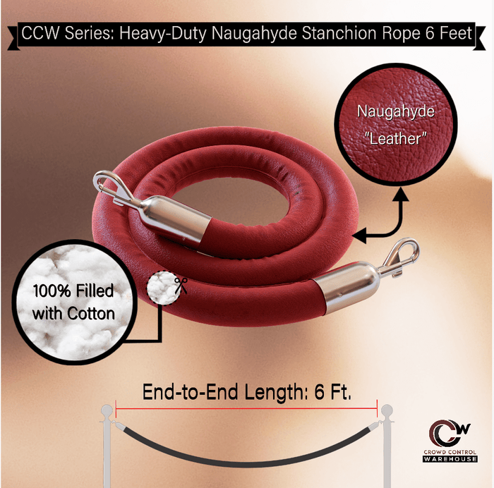 Heavy - Duty Naugahyde Hanging Ropes for Stanchion Posts - Montour Line - Crowd Control Warehouse