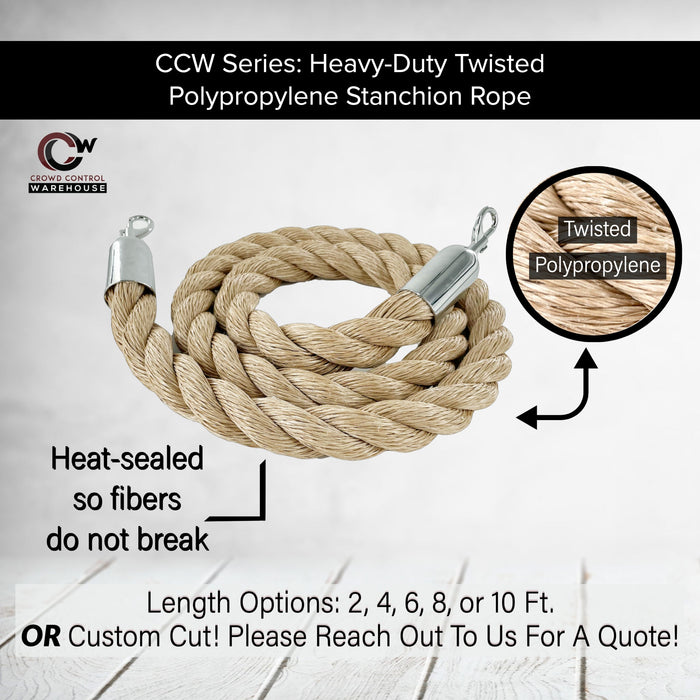 Heavy - Duty Twisted Polypropylene Ropes for Stanchion Posts - Montour Line - Crowd Control Warehouse