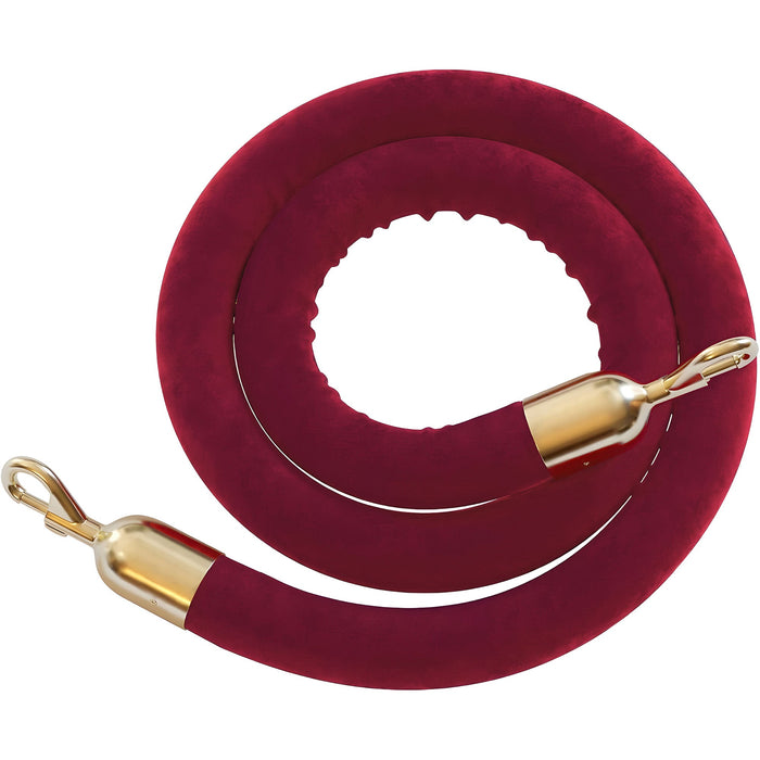 2 FT / MAROON ROPE / POLISHED BRASS SNAP ENDS