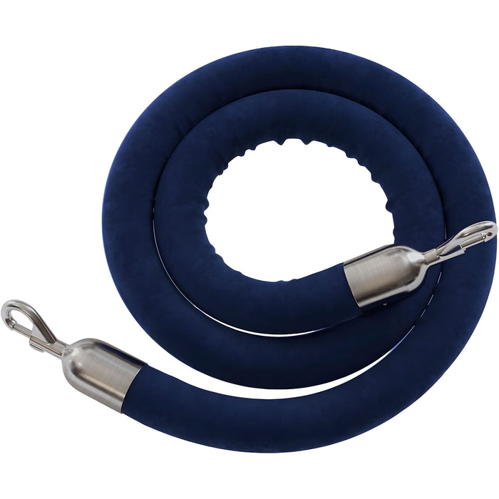 6 FT / DARK BLUE ROPE / SATIN STAINLESS STEEL SNAP ENDS