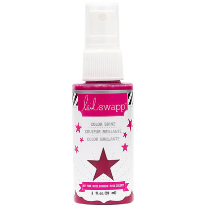HEIDI SWAPP-Color Shine Spritz. These sprays combine a vibrant splash of color with a luminous glow. You can quickly add color to paper, chipboard, wood, fabric, and trims (not included). Available in a variety of colors (each sold separately). Spritz is acid free, non-toxic, and water based. Imported.﻿ Available at Embellish Away located in Bowmanville Ontario Canada. Hot Pink