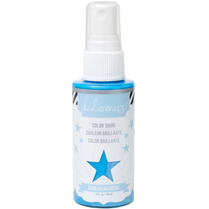 HEIDI SWAPP-Color Shine Spritz. These sprays combine a vibrant splash of color with a luminous glow. You can quickly add color to paper, chipboard, wood, fabric, and trims (not included). Available in a variety of colors (each sold separately). Spritz is acid free, non-toxic, and water based. Imported.﻿ Available at Embellish Away located in Bowmanville Ontario Canada. Ocean