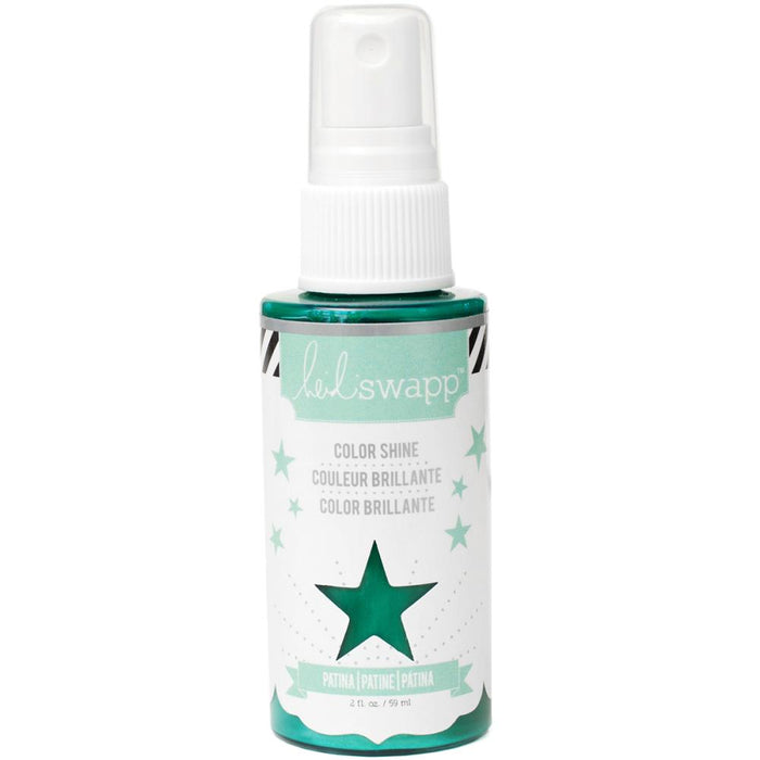 HEIDI SWAPP-Color Shine Spritz. These sprays combine a vibrant splash of color with a luminous glow. You can quickly add color to paper, chipboard, wood, fabric, and trims (not included). Available in a variety of colors (each sold separately). Spritz is acid free, non-toxic, and water based. Imported.﻿ Available at Embellish Away located in Bowmanville Ontario Canada. Patina
