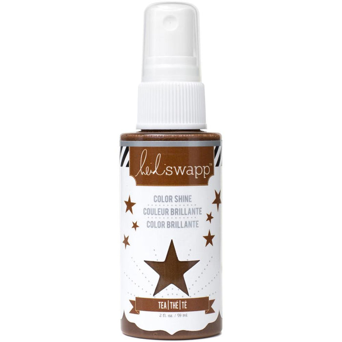 HEIDI SWAPP-Color Shine Spritz. These sprays combine a vibrant splash of color with a luminous glow. You can quickly add color to paper, chipboard, wood, fabric, and trims (not included). Available in a variety of colors (each sold separately). Spritz is acid free, non-toxic, and water based. Imported.﻿ Available at Embellish Away located in Bowmanville Ontario Canada. Tea