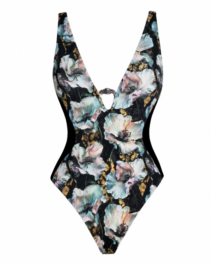 Outline image of Hi Cut Plungey Triangle - Mystic Poppy front view