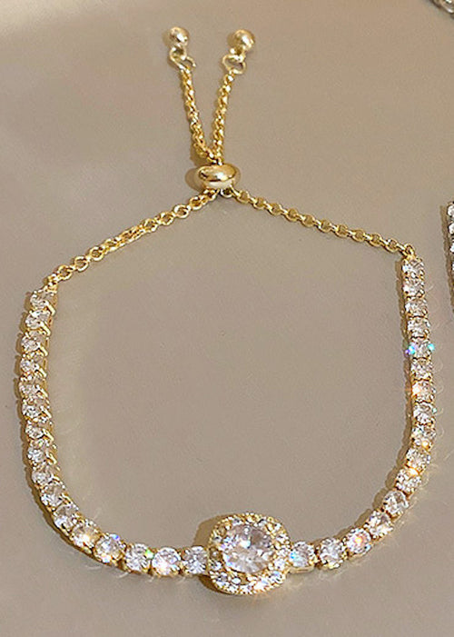 High Quality Shiny Zircon Adjustable Pull Chain Gold Plated Bracelet Fashion Jewelry For Women