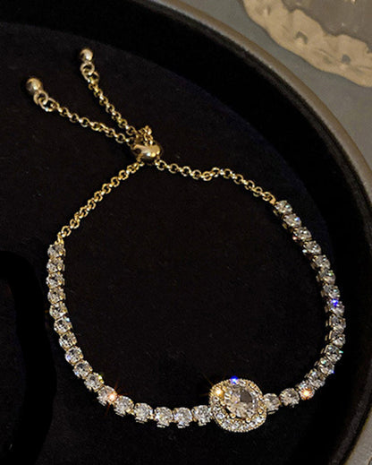 High Quality Shiny Zircon Adjustable Pull Chain Gold Plated Bracelet Fashion Jewelry For Women