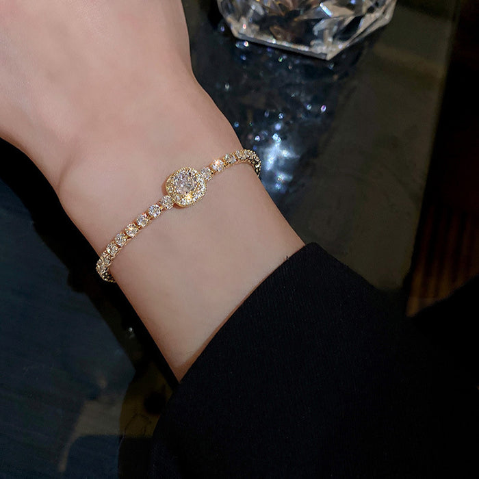 High Quality Shiny Zircon Adjustable Pull Chain Gold Plated Bracelet Fashion Jewelry For Women