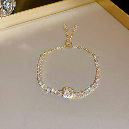 High Quality Shiny Zircon Adjustable Pull Chain Gold Plated Bracelet Fashion Jewelry For Women