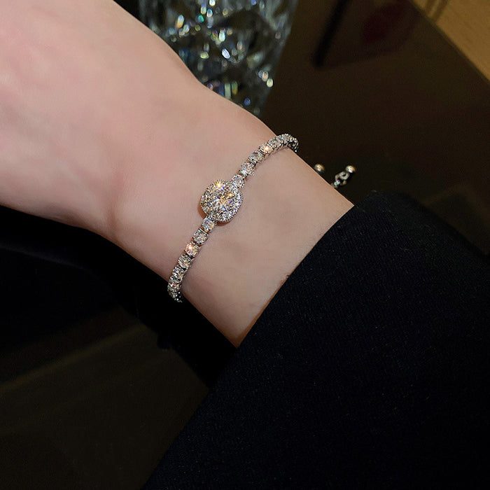 High Quality Shiny Zircon Adjustable Pull Chain Gold Plated Bracelet Fashion Jewelry For Women