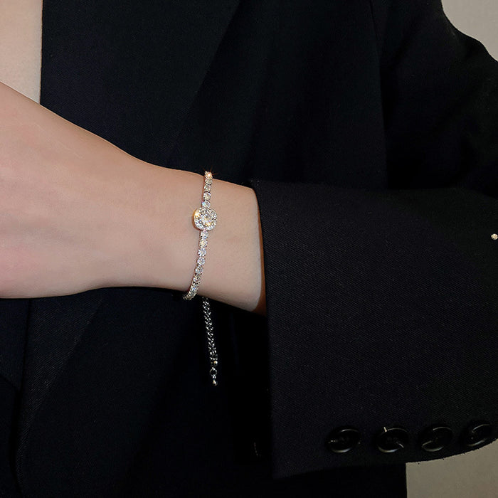 High Quality Shiny Zircon Adjustable Pull Chain Gold Plated Bracelet Fashion Jewelry For Women