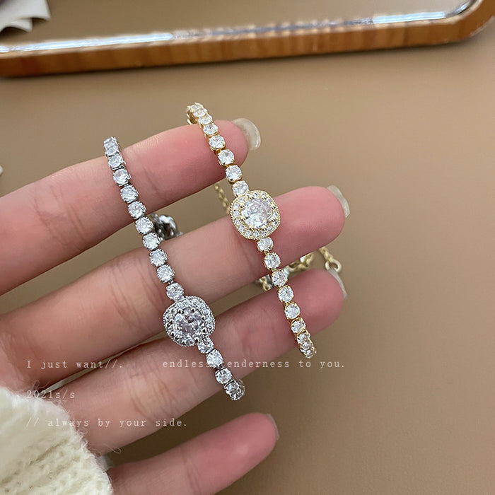 High Quality Shiny Zircon Adjustable Pull Chain Gold Plated Bracelet Fashion Jewelry For Women