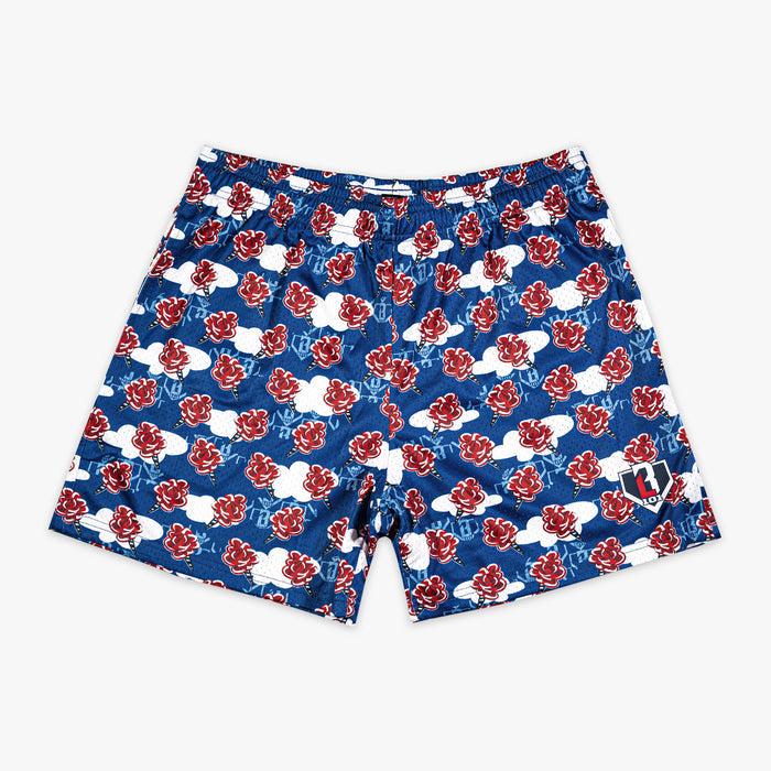 Red, white & blue Home Run Sugar USA shorts — front view