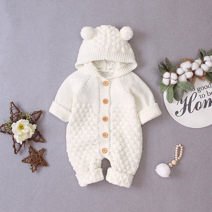 Hooded knitted jumpsuit