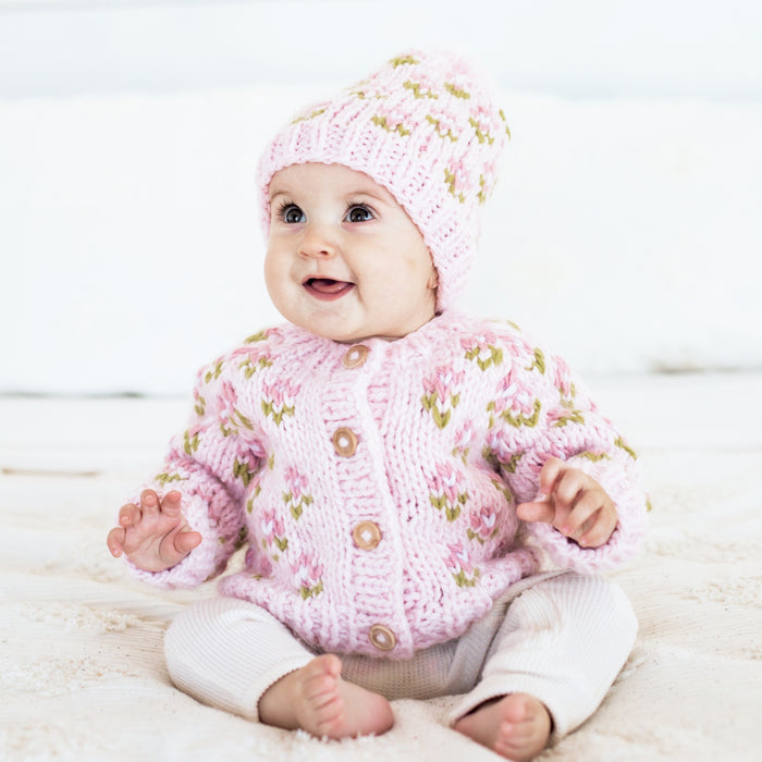 Huggalugs Cardigan in Blush Bitty Blooms