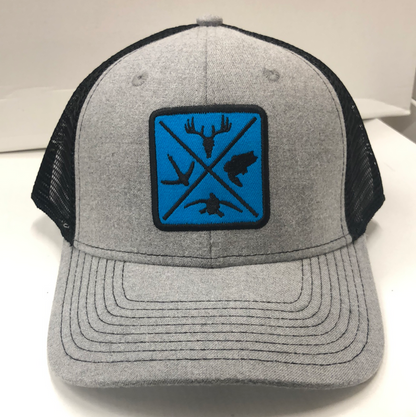 Hunters Logo HW-OS-HBL Heather Grey/Black Snap Back Trucker Cap