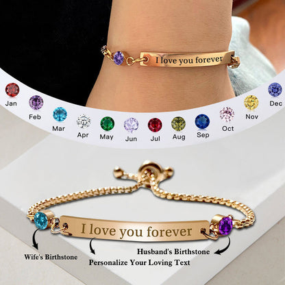 I Love You Forever - Personalised Birthstone Bracelet