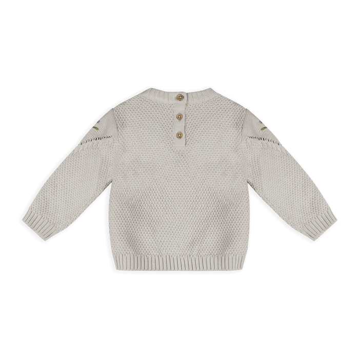 Organic Cotton Ivy Floral Embr Tex Knit Baby Pullover, Back