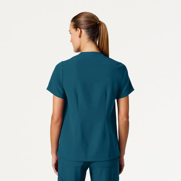 JAANUU Notched V - Neck Scrub Top Caribbean Blue - Get Scrubbed