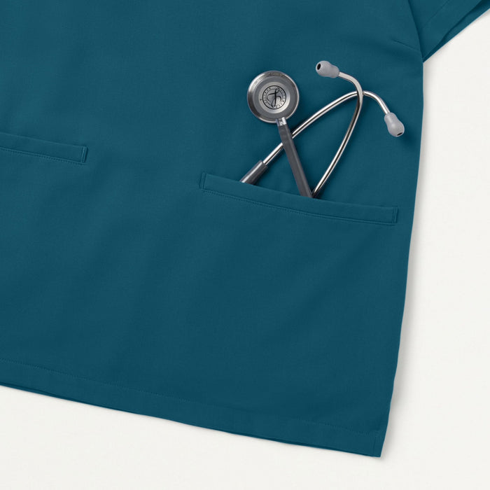 JAANUU Notched V - Neck Scrub Top Caribbean Blue - Get Scrubbed