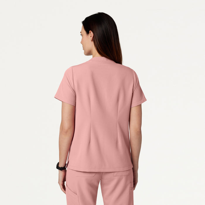 JAANUU Notched V - Neck Scrub Top Mauve - Get Scrubbed