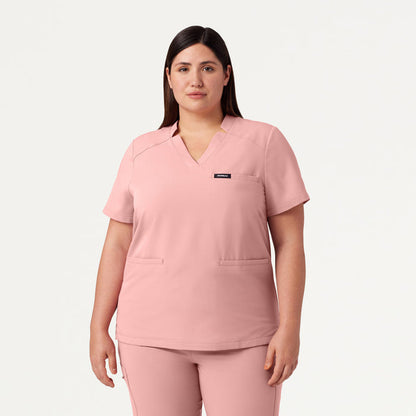 JAANUU Notched V - Neck Scrub Top Mauve - Get Scrubbed