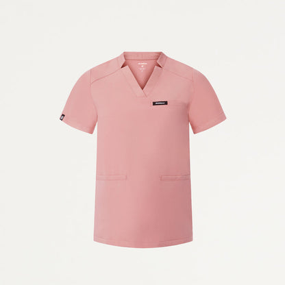 JAANUU Notched V - Neck Scrub Top Mauve - Get Scrubbed