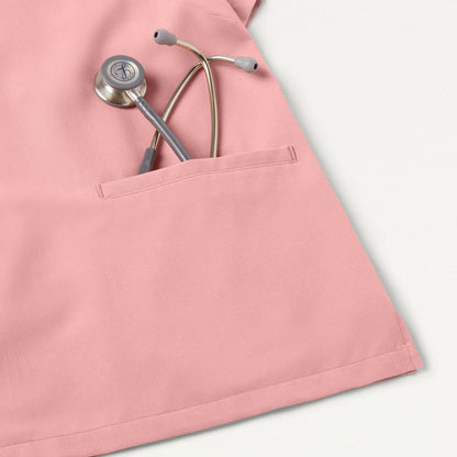 JAANUU Notched V - Neck Scrub Top Mauve - Get Scrubbed