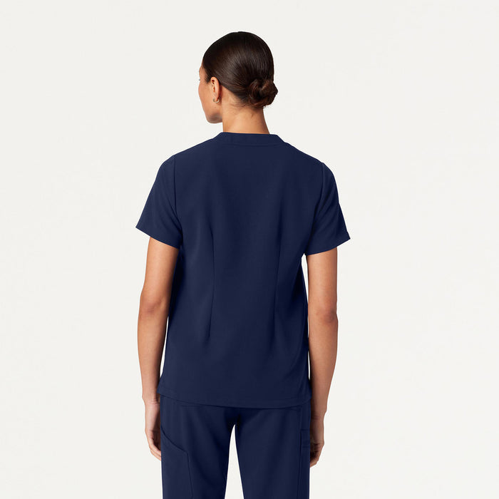 JAANUU Notched V - Neck Scrub Top Midnight Navy - Get Scrubbed