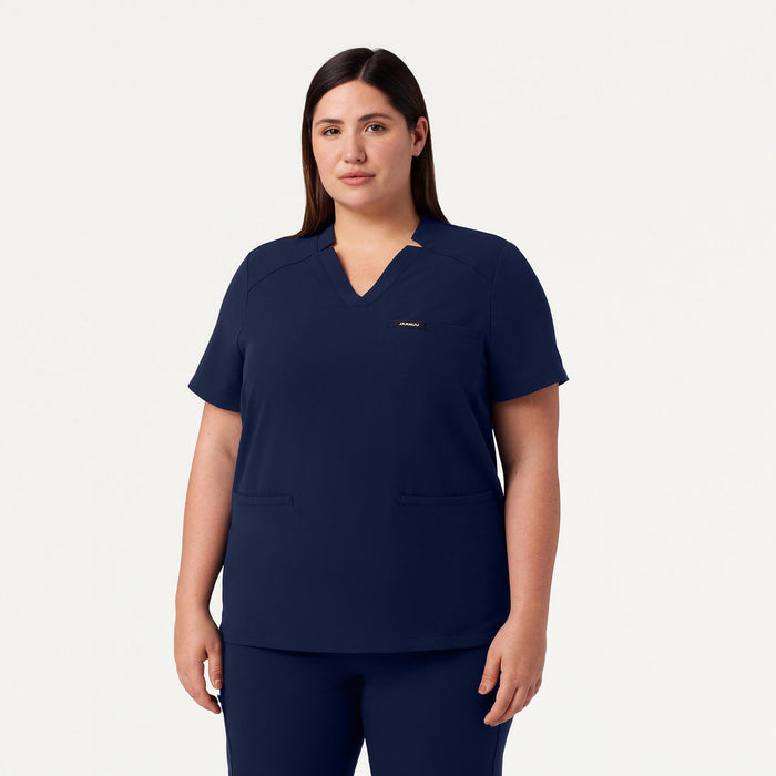 JAANUU Notched V - Neck Scrub Top Midnight Navy - Get Scrubbed