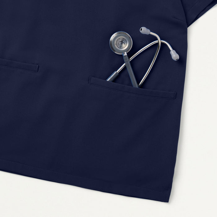 JAANUU Notched V - Neck Scrub Top Midnight Navy - Get Scrubbed