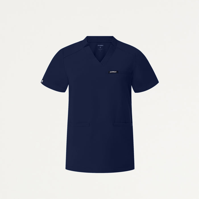 JAANUU Notched V - Neck Scrub Top Midnight Navy - Get Scrubbed