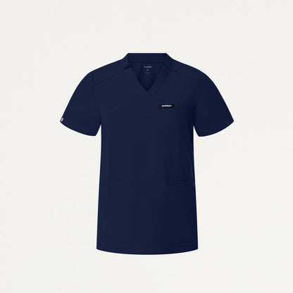 JAANUU Notched V - Neck Scrub Top Midnight Navy - Get Scrubbed