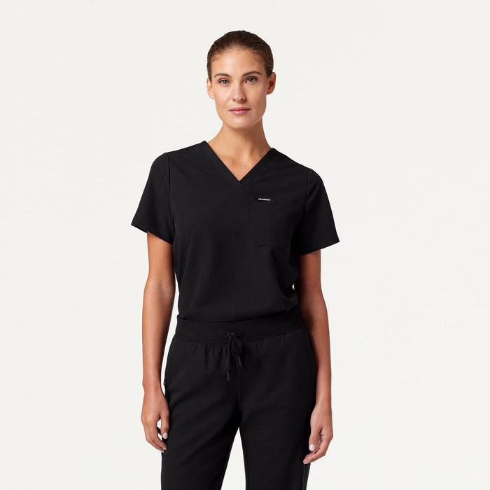 JAANUU Rhena Essential 1 pocket Scrub Top Black - Get Scrubbed