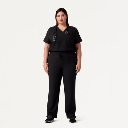 JAANUU Rhena Essential 1 pocket Scrub Top Black - Get Scrubbed